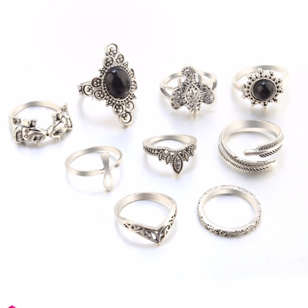 New Silver Elephant Ring Set - Picture 3 of 3